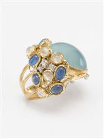 Vicenza - Piazzetta Palladio 2 - Ringe Soprana Dame in Gelbgold Acquamarina 18.00 Ct MARE CALMO - MARE CALMO
